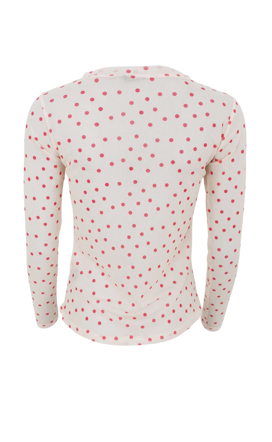 Annie mesh blouse fra Black Colour red dot transparent bluse dame