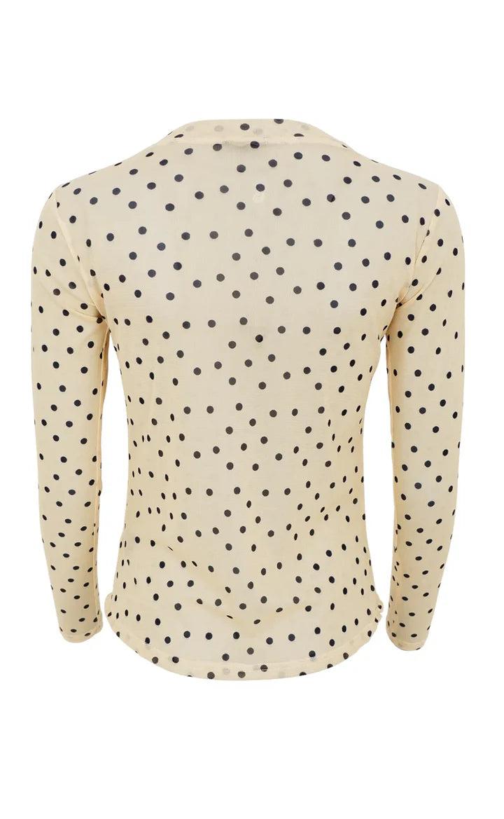 Annie mesh blouse fra Black Colour yellow dot transparent bluse dame