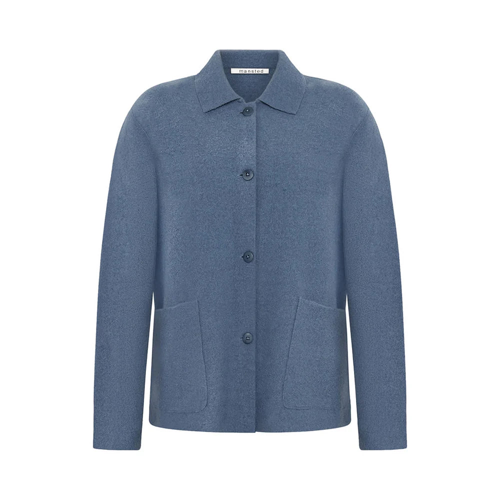 Mansted BOBO jakke i 09 Denim – kogt uld, front