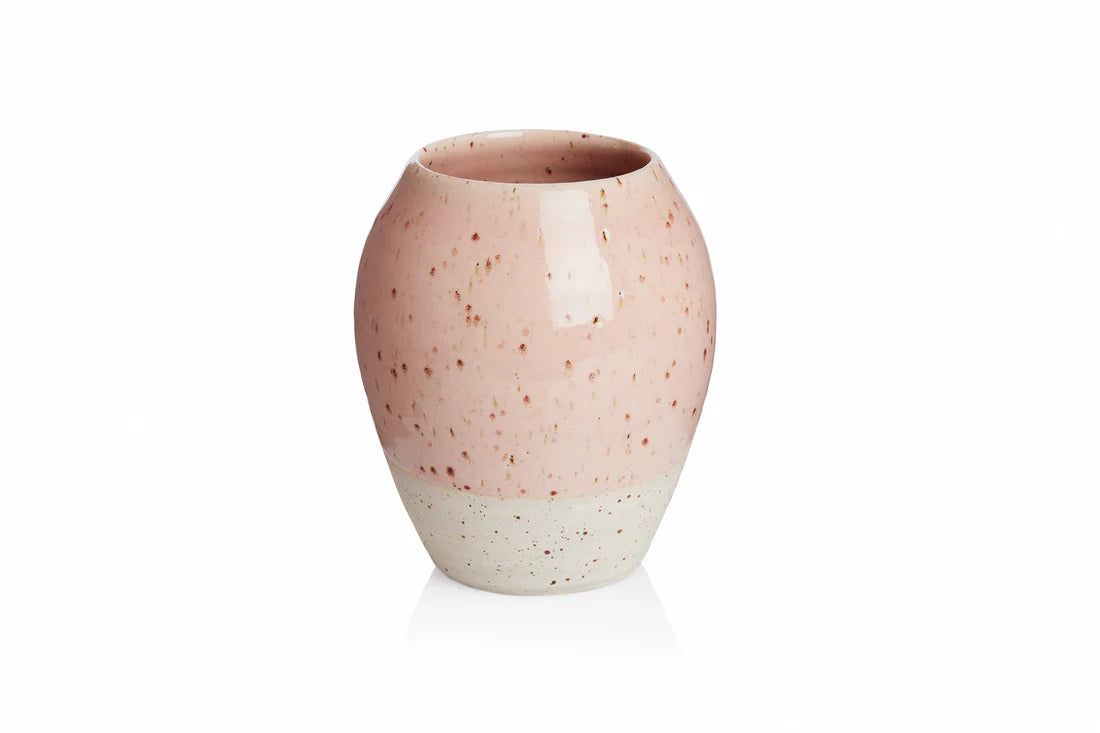 Håndlavet dansk bryllupsvase med klar pink glasur