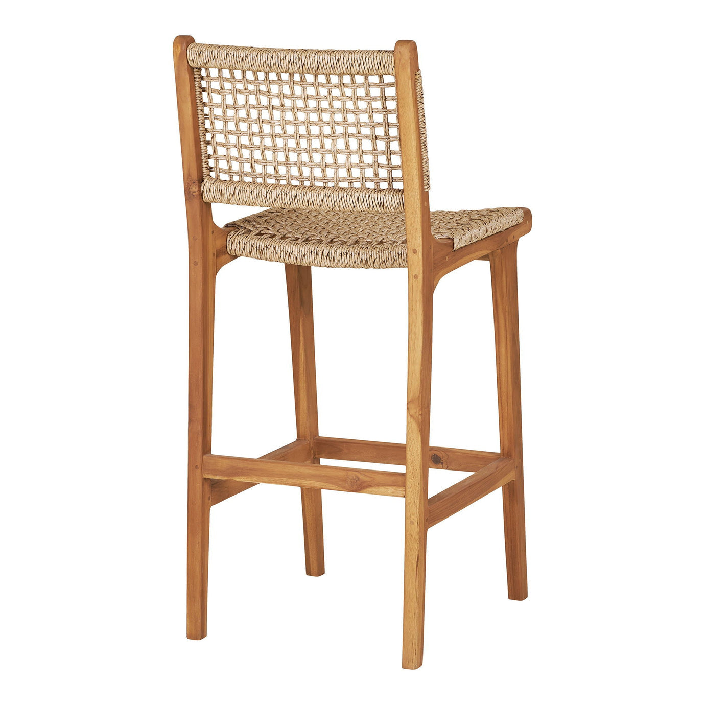 House Nordic counterstol i teak og flettet rattan look