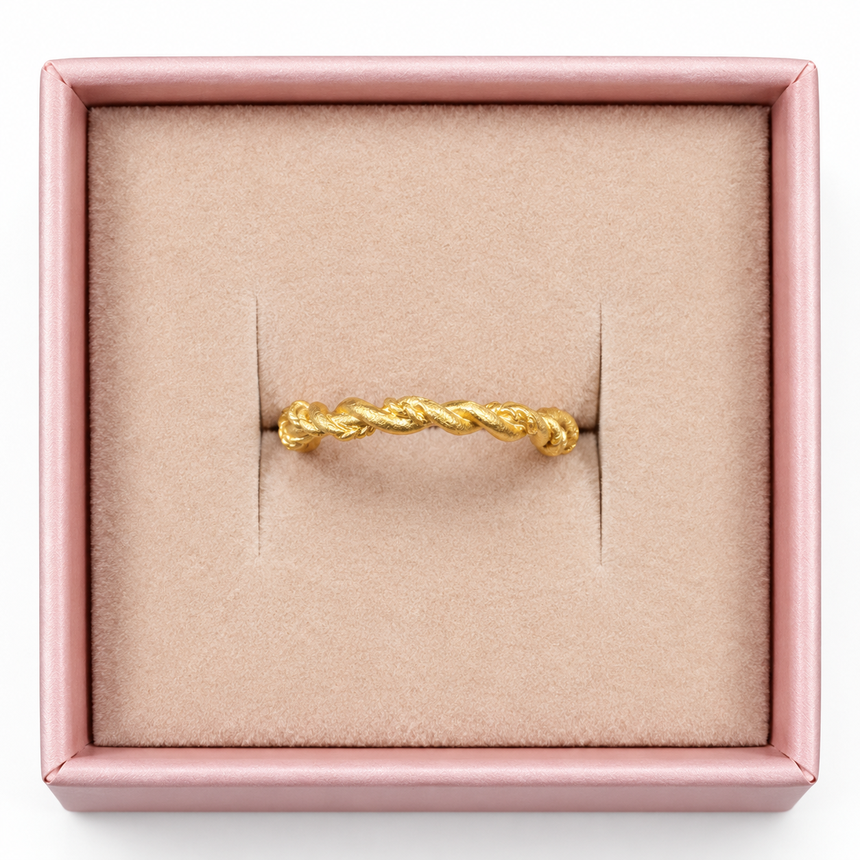 Zefina lille guldfarvet ring med snoet design