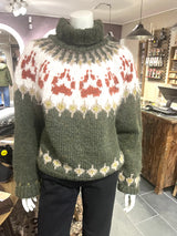 Håndstrikket Balustrik sweater i islandsk uld med pote-mønster