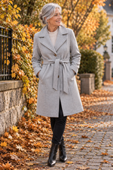VILA Viclaudine Long Coat – Light Grey Melange