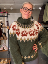 Håndstrikket sweater i islandsk uld med potemønster
