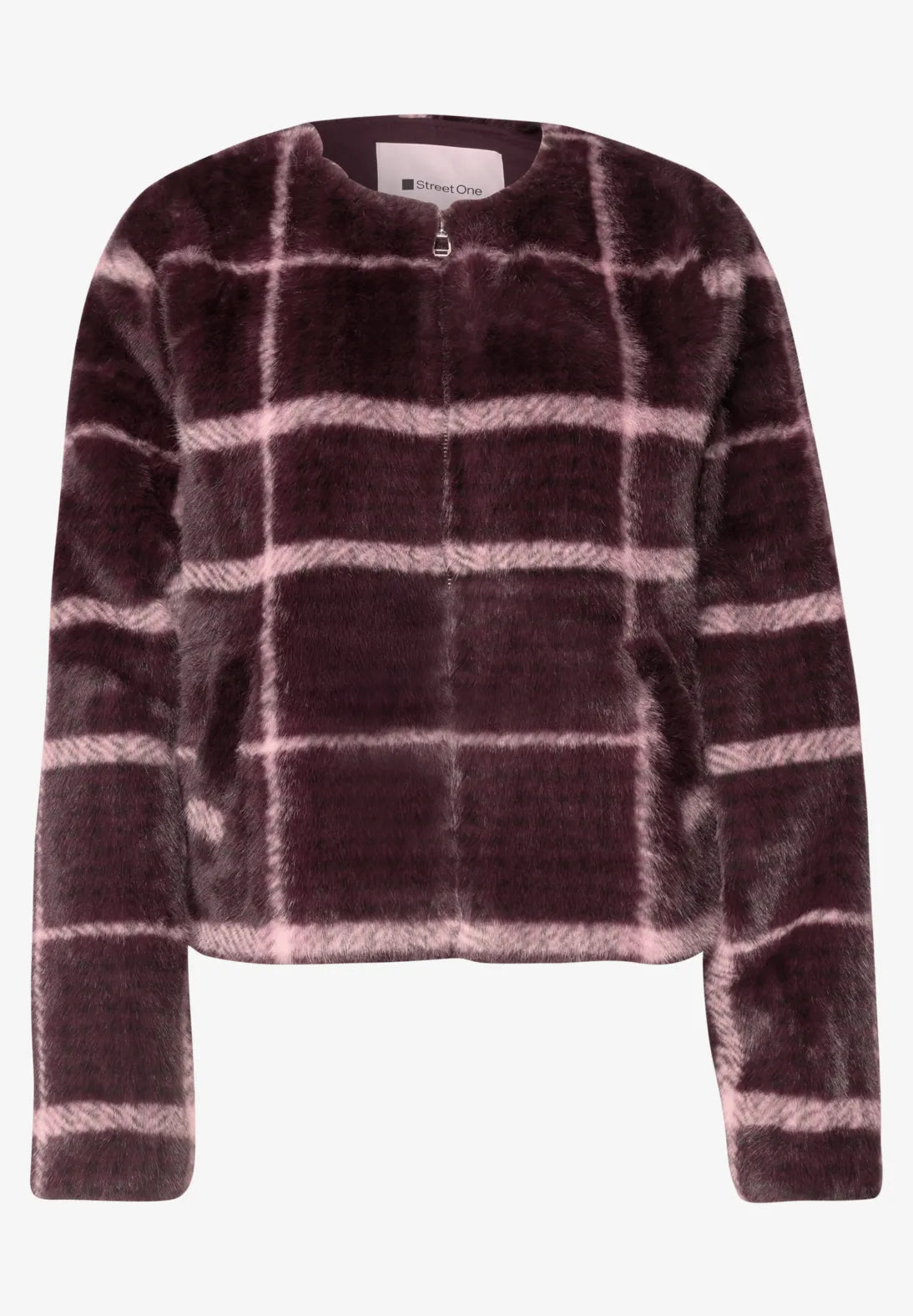 Street One fake fur jakke med rund hals og lommer