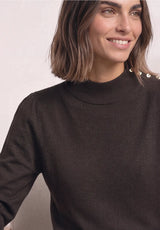 Street One Feminine Sweater Button Detail 304052 Black Coffee