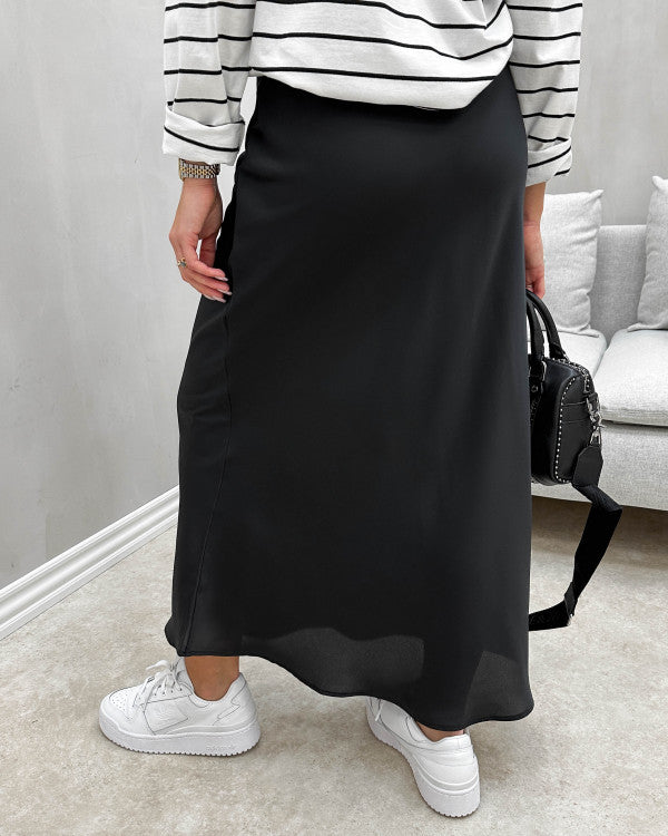 VILA VIELLETTE sort High Waist midi-nederdel