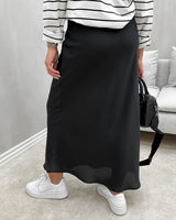 VILA VIELLETTE sort High Waist midi-nederdel