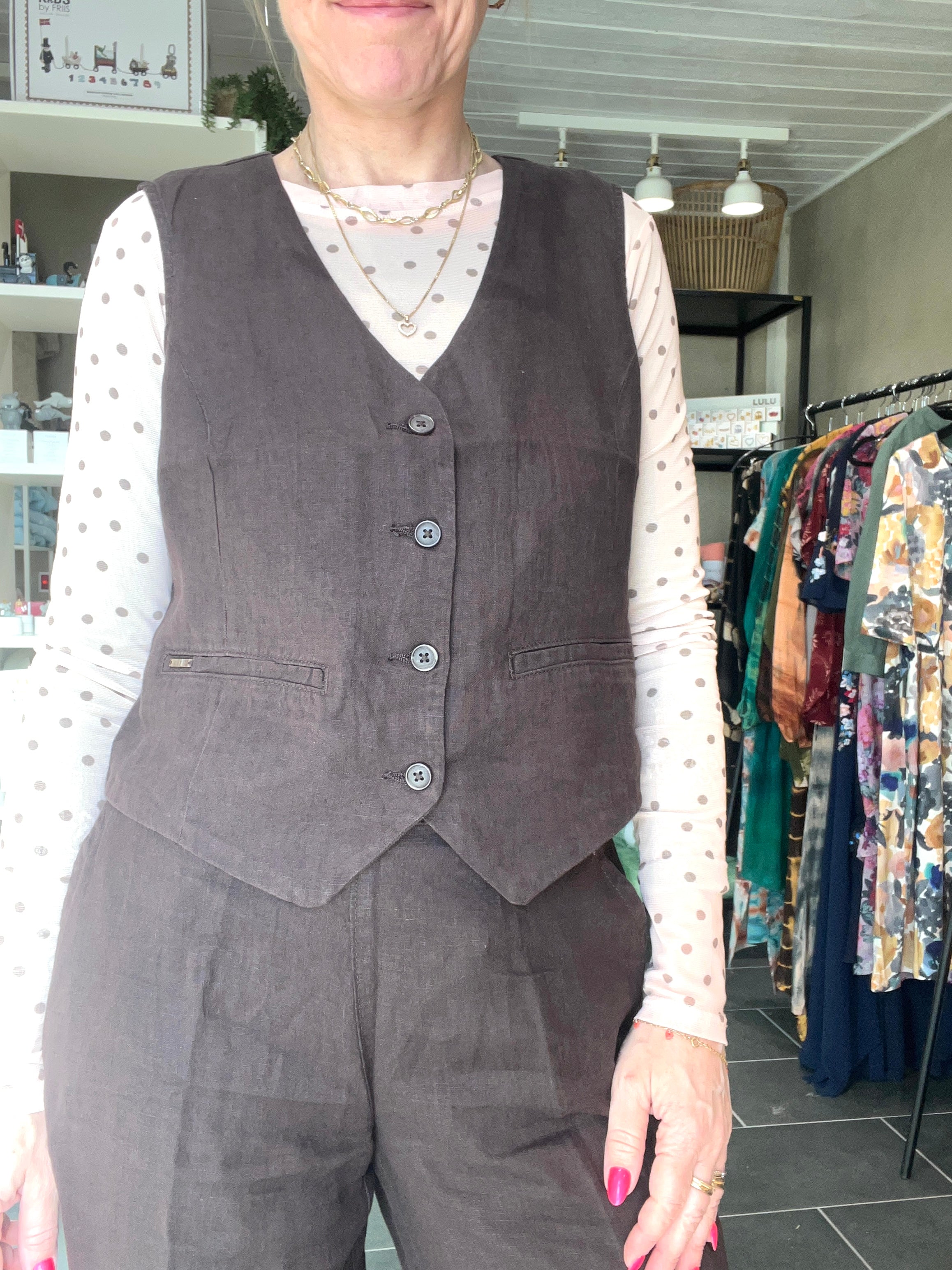 Annie mesh blouse fra Black Colour powder dot transparent bluse dame