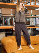 Black Colour Dell 1245 fluffy strikcardigan i Coffee