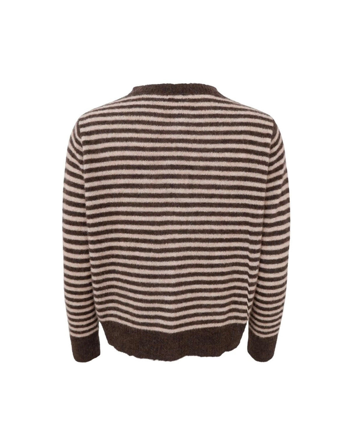 Black Colour stribet cardigan i Coffee med alpaka og merinould