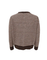 Black Colour stribet cardigan i Coffee med alpaka og merinould