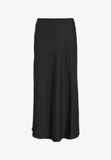 VILA sort midi-nederdel i 100% genanvendt polyester