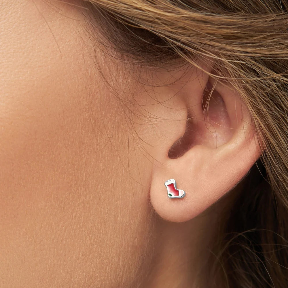 LULU Copenhagen Christmas Sock ørering silver plated juleørering