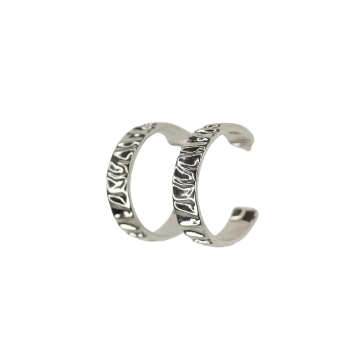 Zefina Denmark Claudia forsølvede/rhodinerede creoler med bølget front, 2 cm