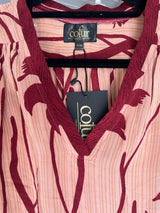 Oda Top fra Cofur Denmark – Rosa/rød  str S/M – Unika Top i Genanvendt Sari Silke