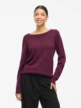 VILA VIRIL O-Neck L/S Knit Top 14054177 i Fig Dark Melange – front