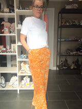 Luftige orange bukser i vintage sari silke