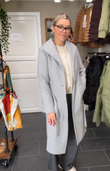 VILA Viclaudine Long Coat – Light Grey Melange