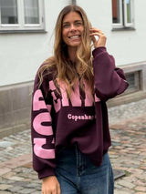 Hibiscus Sweatshirt 22659 bordeaux oversize sweatshirt til dame