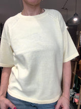 VILA VILIGA 2/4 O-Neck Knit Top – Pastel Yellow Strikbluse