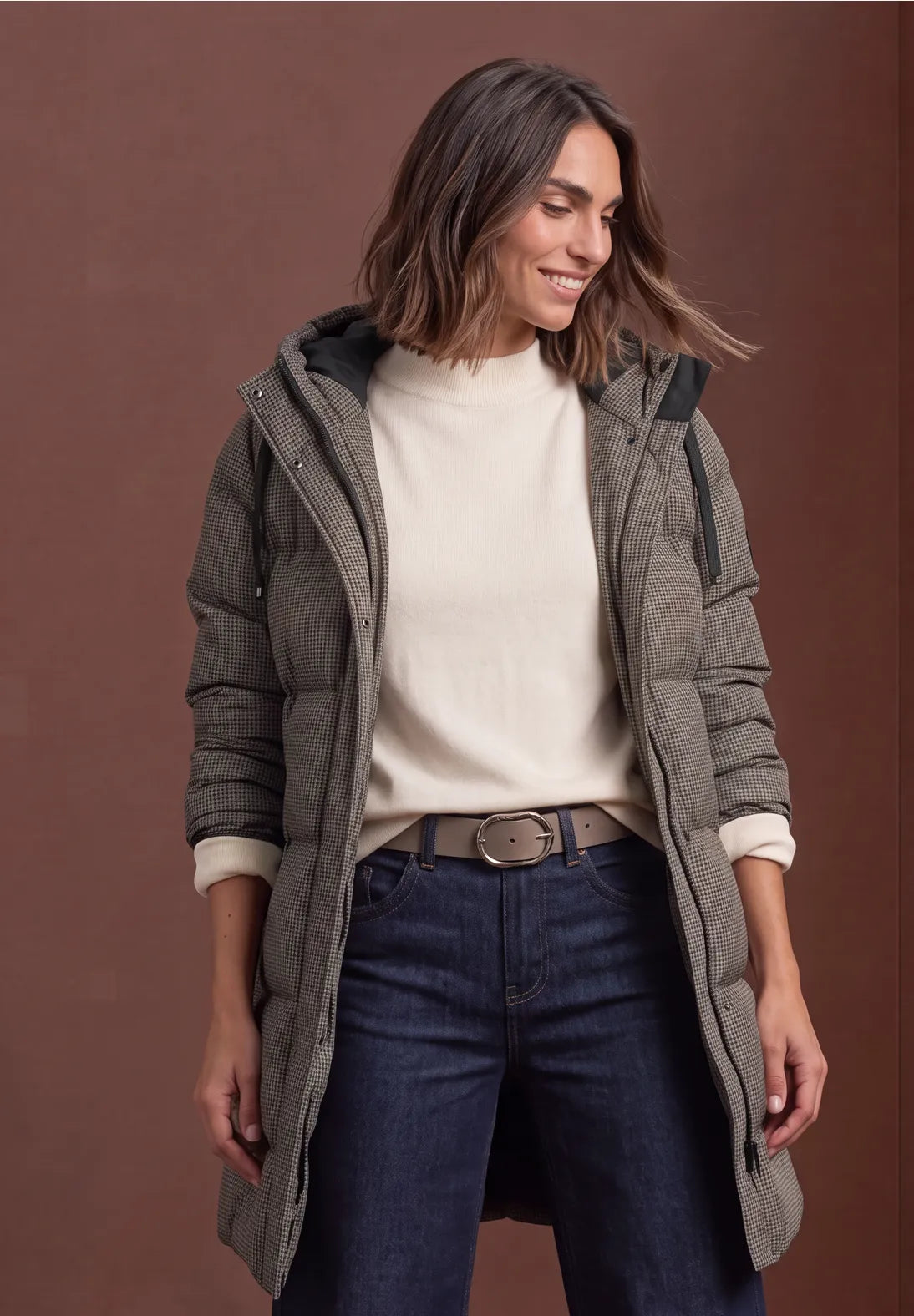 Street One Long Padded JKT 202279 Auburn Brown