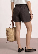 Sommerlige high waist shorts i hør
