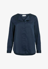 VILA VIELLETTE Navy Blazer bluse med skjult knaplukning