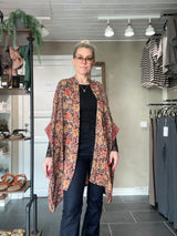Cofur tunika dame i silke med smukt blomstret mønster