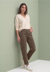 Street One Karlie Barrel bukser i Velvet Mocha fløjl