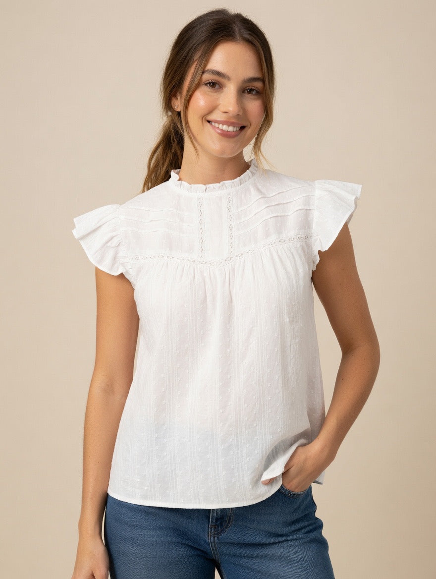 Feminin hvid sommerbluse fra VILA