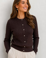 VILA VIKERRY Cable Knit Cardigan 14115309 Coffee Bean
