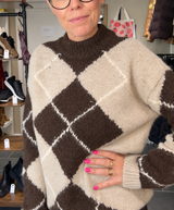 VILA VITORIA HIGH NECK L/S CHECK 14119553 – Coffee Bean/Birch