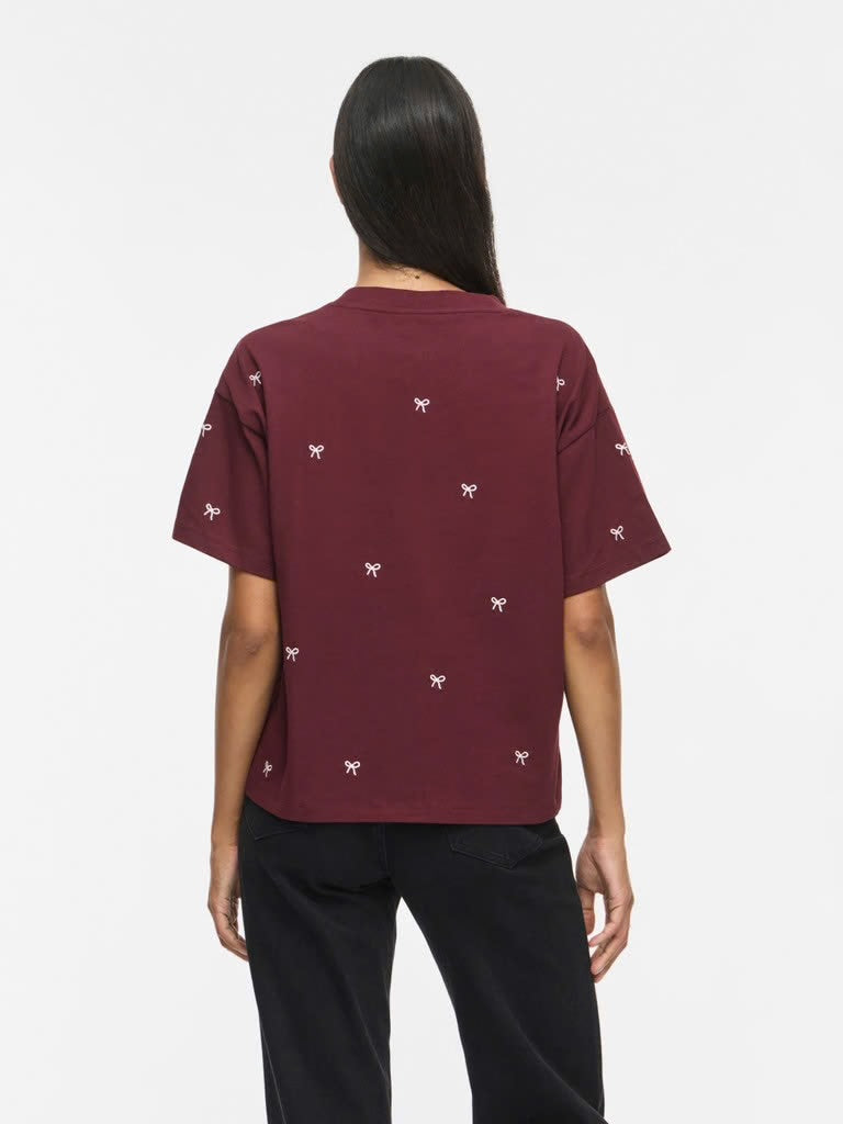Dame T-shirt i Port Royale med broderede sløjfer