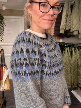 Gråmeleret Balustrik sweater med mønstret bærestykke
