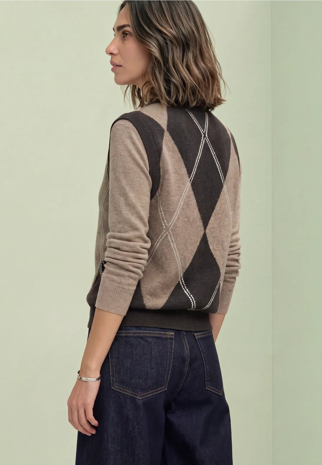 Street One Cosy Strikvest 303971 med argyle-mønster