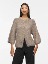 VIBOWS 3/4 Knit Cardigan 14121632 Natural Melange fra VILA