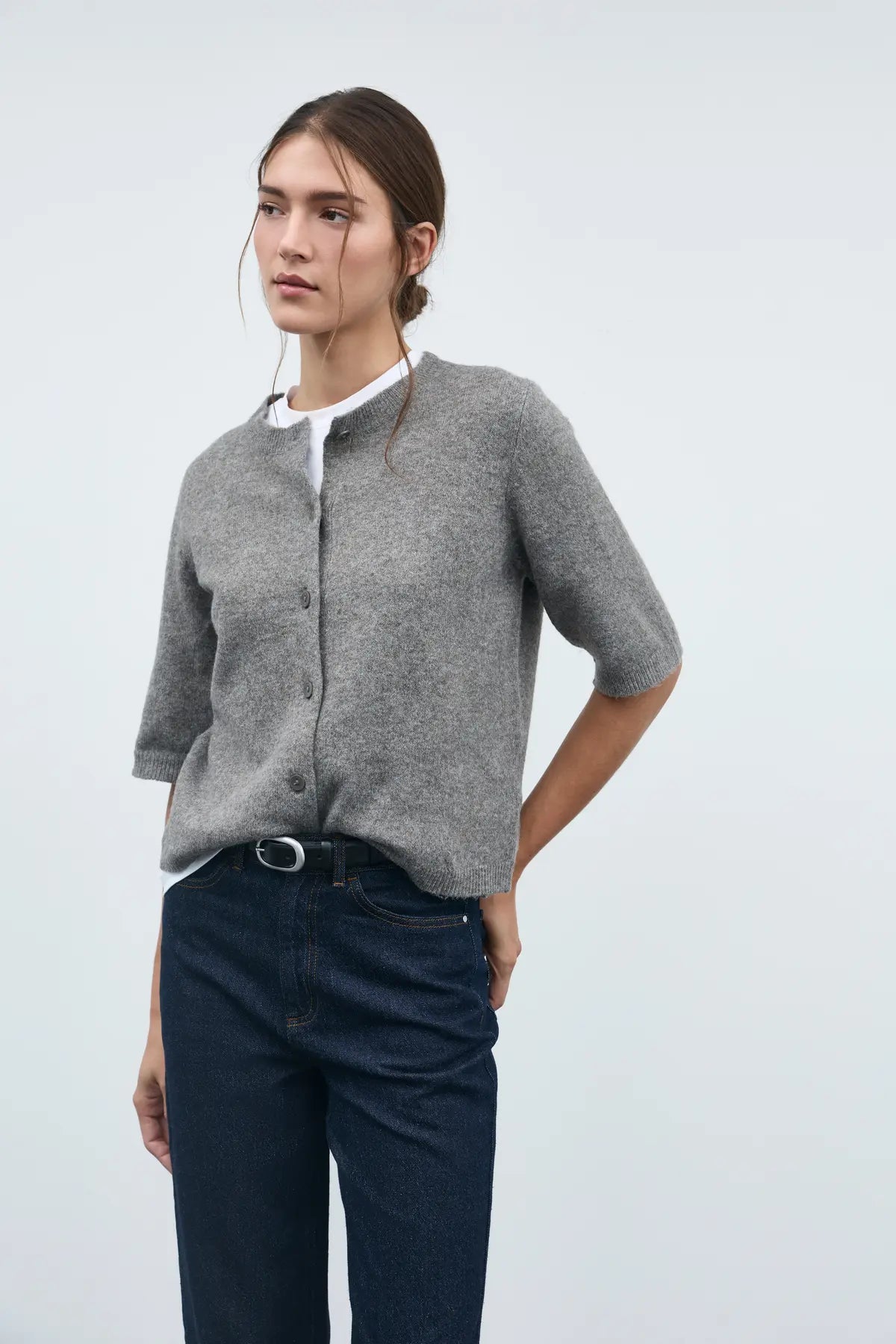 VILA cardigan i Falcon Melange med Regular Fit