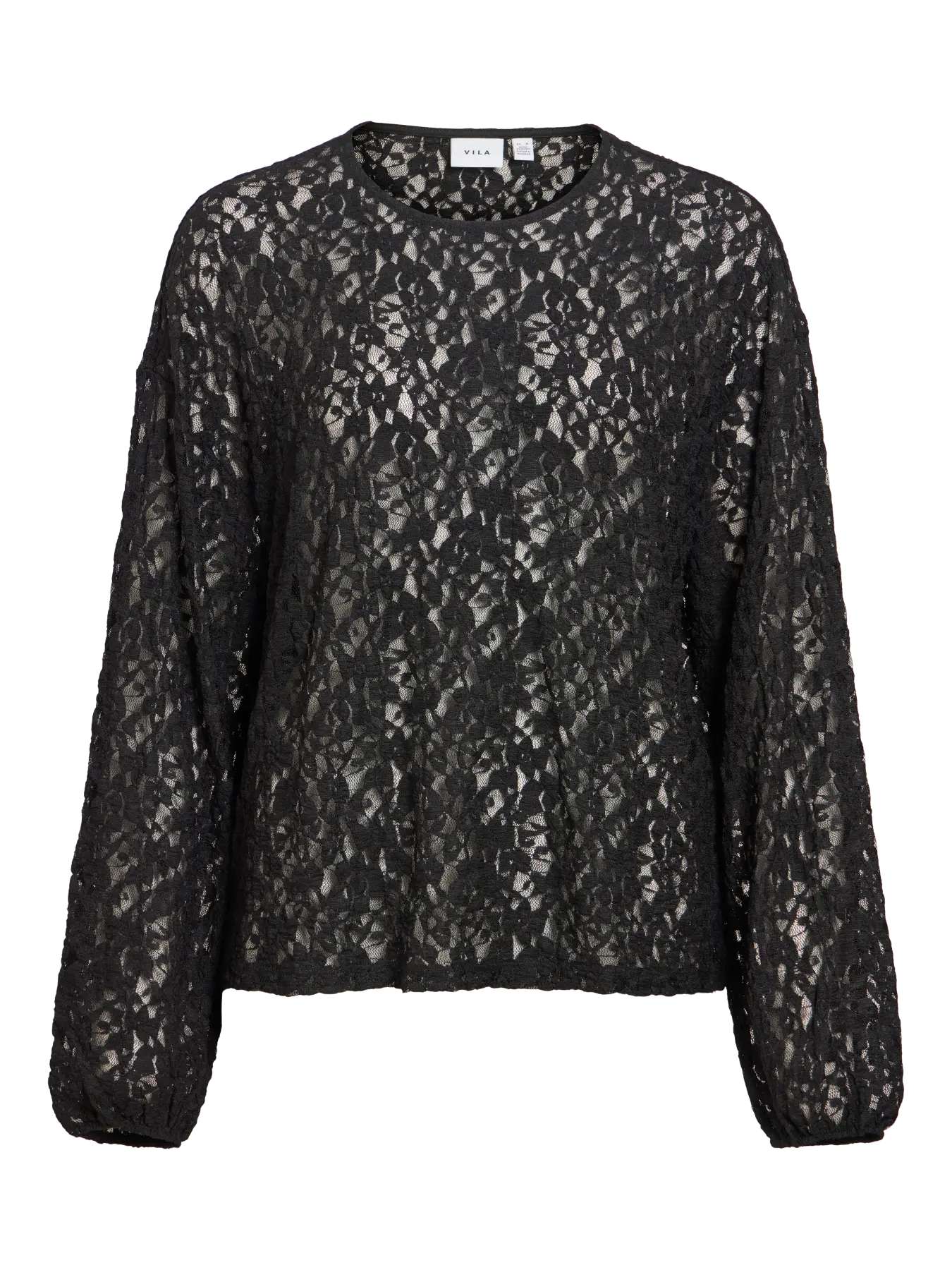 VILA 14118698 Black top med rund hals og blonde