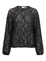VILA 14118698 Black top med rund hals og blonde
