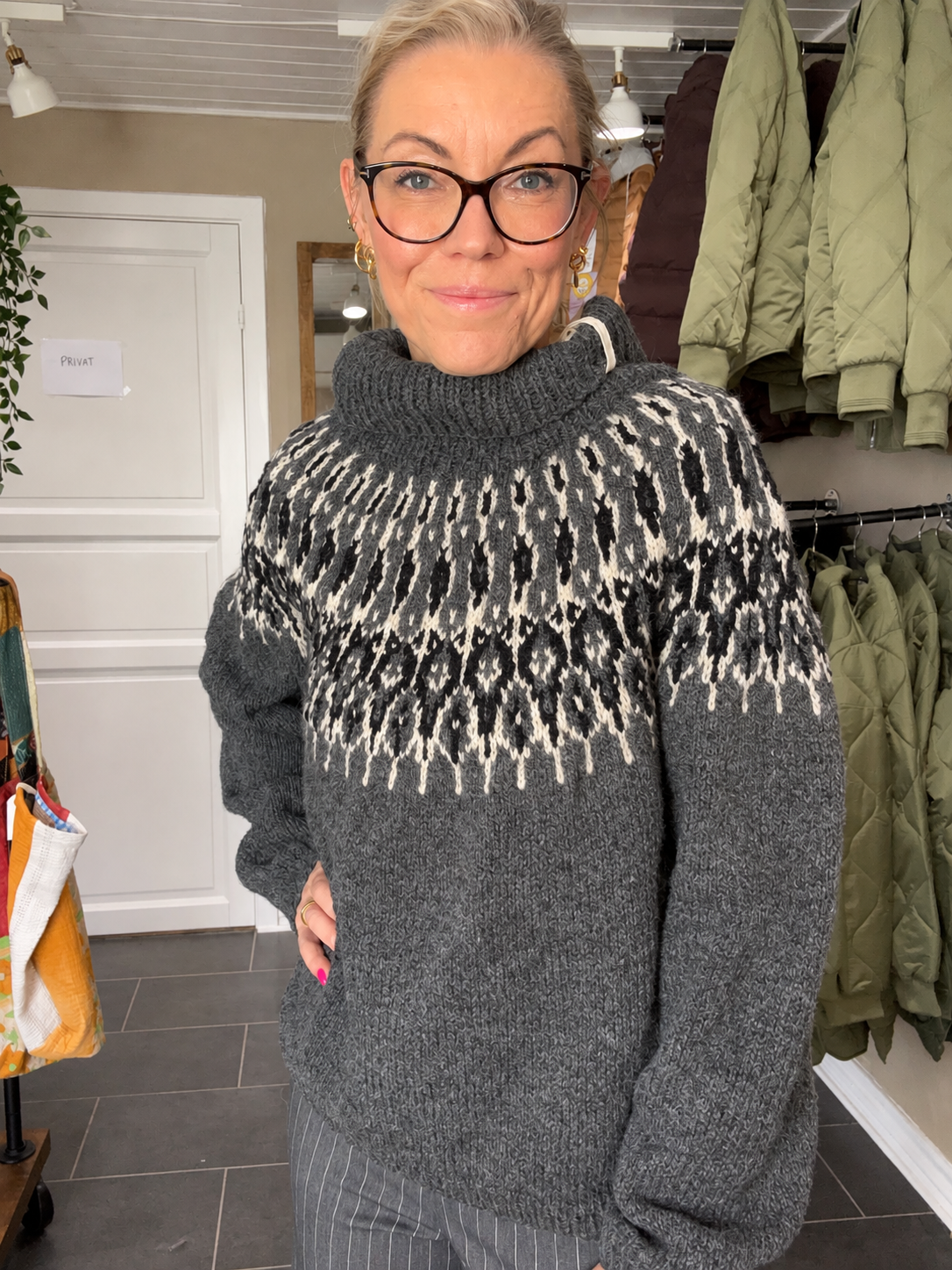 Balustrik unika sweater med nordisk mønster Onesize