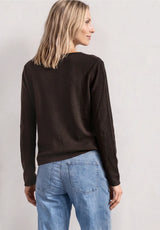 Street One Rolled Edge Sweater 303963 Black Coffee