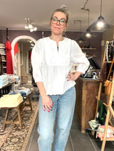 VIMARIGA V-Neck Bluse 14114371 – Snow White fra VILA