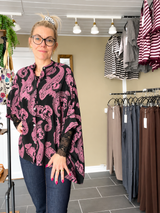 Cofur unika Diva Blouse sort/rosa i pre-loved indisk sarisilke