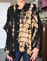 Cofur Diva Blouse sort beige one-of-a-kind silkebluse til dame