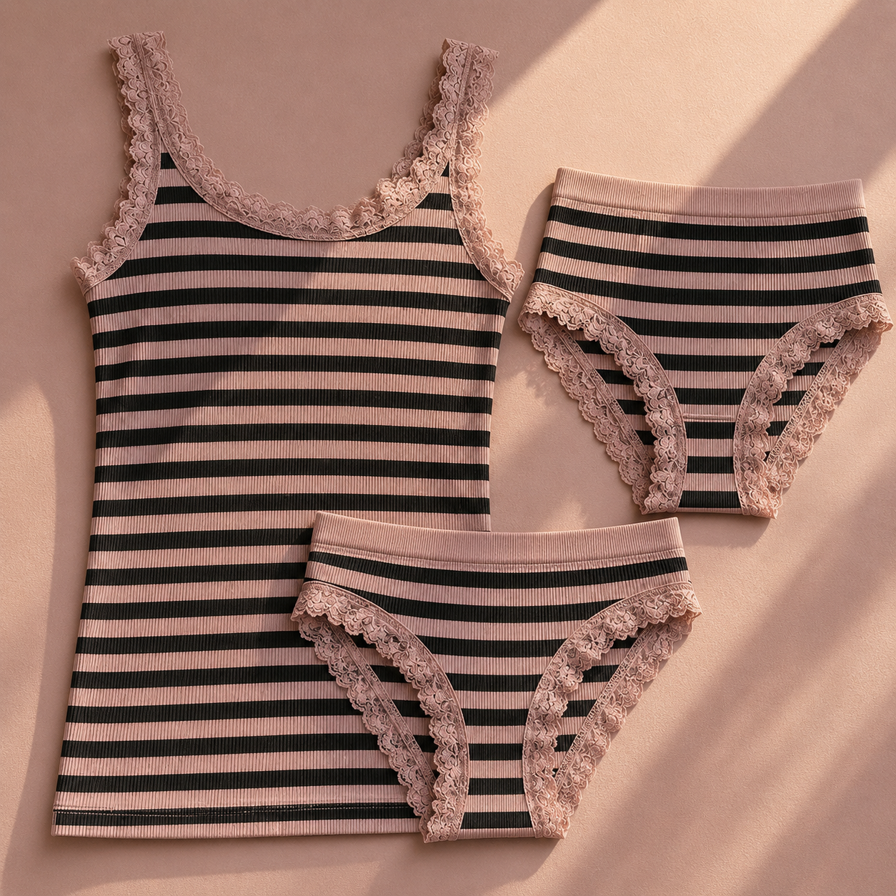 Tim & Simonsen ISA Stripe Dark Rib Top TS1CS962 – nero/rosa antico