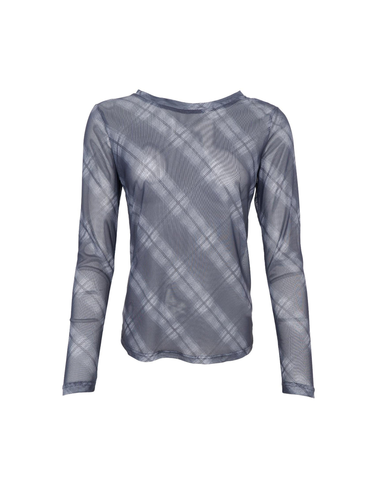 Black Colour transparent meshbluse med ternet print