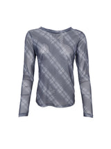 Black Colour transparent meshbluse med ternet print