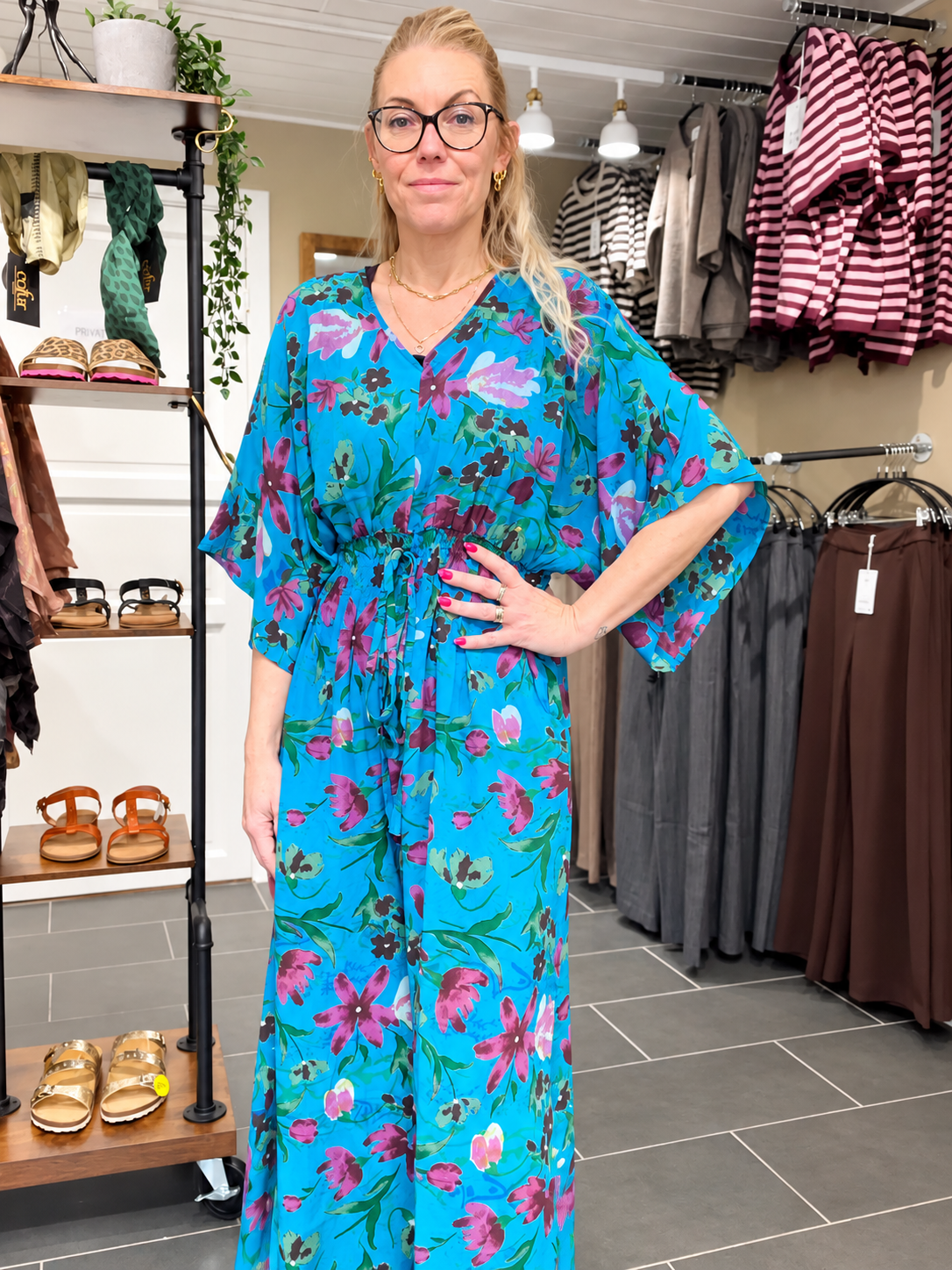 Cofur Lombok Dress S27 – dyb turkis blomstret